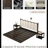 Cama de Hierro Forjado Colgante para Dormitorio del Hogar, Cama Doble Moderna Minimalista con Estructura de Listones, Reforzada y Engrosada, Cama con Revestimiento Suave para Viviendas de Alquiler