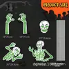 Nova Placa de Jardim de Esqueleto de Halloween com Decoração de Cemitério Brilhante, Mão de Esqueleto Preta Refletiva para Festa de Terror