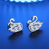 Pendientes Exquisitos de Cisne con Circonita Incrustada de Diamantes de Lujo, Pendientes Elegantes y de Lujo con Incrustaciones, Pendientes con Aguja de Plata 925 para Mujer