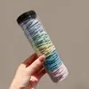 Gomas para el Cabello para Mujeres para Atar el Pelo, Ligas para el Cabello en una Caja, Alta Elasticidad, Estilo Sencillo, Color Café Leche, Negro, Estilo Retro Sencillo