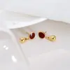 Aretes Metálicos Borgoña con Forma de Gota de Agua y Frijol, Accesorios para Orejas de Moda y Elegantes, Aretes con Pasador de Plata de Ley 925, Lujo Ligero y de Gama Alta