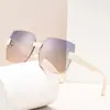 Nuevas Gafas de Sol de Moda Retro sin Marco Cortadas al Borde Transfronterizas para Hombres y Mujeres, Lujo Ligero Gama Alta Vacaciones Gafas de Sol con Protección UV