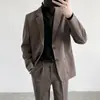 Chaqueta de Traje Sencilla de Otoño para Hombre Moda Casual de Negocios Ajustada Versátil de Lana Traje Popular Versátil Hombre
