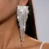 Pendientes de plata con aguja estilo europeo y americano con diamantes y circonitas, pendientes de borla triangular, únicos y de moda, pendientes versátiles y exquisitos para mujer