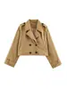 Mayorista Transfronterizo Europeo y Americano Chaqueta Abrigo Corto de Gabardina con Solapa Elegante Otoño Francés Ropa Exterior Moderna Europea y Americana