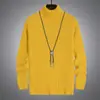Suéter Masculino 2025 Outono e Inverno Suéter de Gola Alta Masculino Novo Suéter Casual Tricô Base Solto Masculino