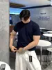 ASCLO&QIAO Camiseta de Punto Estilo Casual Coreano Minimalista para Hombre Verano Delgada Holgada Cuello Redondo Manga Corta