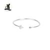 Pulsera de Plata de Ley 925 con Forma de Bambú, Abertura Alta, Simple, Hojas, Hoja de Arce, Regalo para Hombre y Mujer, Pareja