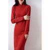 Vestido Cheongsam Outono e Inverno Novo Suéter de Caxemira Feminino Gola Alta Média Comprimento Acima do Joelho Emagrecedor Camisa Base de Lã Tricotada