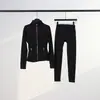 Chamarra Lu Juego de Nueve Piezas Dorado Define Conjunto de Yoga Top Ropa Deportiva para Fitness Chamarra de Manga Larga Ajustado Conjunto de Yoga de Dos Piezas