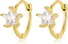 Aretes de Clip para Oreja con Forma de Cruz de Pedrería Estilo Europeo y Americano, Pendientes de Aro Pequeños de Moda Unisex Dulces Frescos Hip-Hop Modernos Ligeros