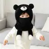 Sombrero de Invierno y Otoño para Niños Sombrero de Lana de Oso Sombrero de Algodón Tejido para Niñas Cálido Sombrero de Bebé Bufanda Conjunto de Dos Piezas