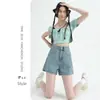 Mini saia jeans feminina, estilo Hong Kong 2026, nova coleção de verão, saia A-line de cintura alta da moda, efeito emagrecedor, versátil e que valoriza a silhueta
