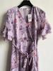 Vestido de Mujer Damas 100% Poliéster Verano Vestido de Manga Corta Femenino Vestido Morado Estampado
