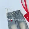 Pantalones Vaqueros Rectos con Volantes Estilo Coreano para Niñas 2026 Pantalones Casuales de Campana