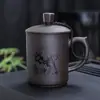 Caneca de Chá para Escritório de Areia Roxa Mineral Original com Gravação, Caneca de Água Grande Personalizada com Tampa, Xícara de Chá, Caneca de Cerâmica, Personalizada