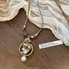 Verão Relaxante~Colar com Pingente de Flor Tecida Estilo Étnico Boêmio para Mulheres, Acessório Longo Estilo Vintage de Férias