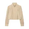 Moda europea y americana transfronteriza para mujer AliExpress venta caliente casual de moda chaqueta corta de manga abullonada cuello medio con cremallera