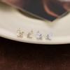 Pendientes pequeños de hojas combinables, frescos y exquisitos, de estilo japonés y coreano, de plata de ley s925 con diamantes brillantes y cristales de hielo, con pequeños agujeros en las orejas.