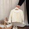 Camiseta Base de Primavera para Niña Dulce Linda Coreana Bebé Top de Punto Estilo Occidental Bebé Suéter con Cuello de Encaje