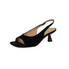 Sandalias de tacón de gatito peep-toe de tacón alto, elegancia de noche estilo francés, versión coreana de primavera, sandalias romanas cómodas y de moda