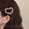 Pinza para el Cabello de Gota de Agua del Mismo Estilo de Zhao Lusi para Cabello Suelto, Pinza Lateral con Flores Bordadas, Dulce Accesorio Rosa para el Cabello