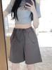 Shorts Cargo Femininos de Verão Finos de Cintura Alta Casuais de Perna Larga, Petites de Secagem Rápida Estilo Americano Esportivos Hip-Hop