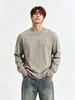Camiseta de Manga Larga Pesada 270g para Hombre Blanca Holgada Off-Shoulder Ropa Exterior Cuello Redondo Top de Algodón Puro Otoño e Invierno Ropa de Pareja