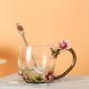 Tazas de Esmalte al por Mayor del Fabricante, Estilo Nuevo para Mujer, Alto Valor Estético, Tazas de Té con Flores para el Hogar, Vasos de Agua Exquisitos para la Oficina, Uso para Maestros