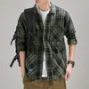 Camisa chaqueta de alta gama, elegante, a cuadros retro, algodón puro, resistente, engrosada, con forro polar para hombre, manga larga, para otoño e invierno