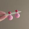 Aretes de Bolitas Rosas Dulces y Lindas de Fresa Alto Sentido Diseño de Nicho Sentido de Diseño Elegantes Pendientes Franceses para Mujer
