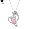 Colar de Rosa em Formato de Coração Mais Vendido da Wish, Design de Nicho de Luxo Leve com Pingente Cravejado de Diamantes, Sensação de Alto Padrão, Corrente para Clavícula que Não Desbota