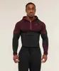 Camisa esportiva de manga comprida masculina GYMSHARK/ONYX5, com zíper parcial, justa, de secagem rápida, respirável, em estoque na fábrica, transfronteiriça