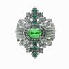 Chenrui Jóias Transfronteiriças Estilo Corte de Prata Incrustado Esmeralda Anel Feminino Elegante Moda Banquete Anel Feminino