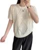 Camiseta de Malha Fina de Seda de Gelo com Lantejoulas em Formato de Diamante para Mulheres, Nova Popular Camiseta Básica de Manga Curta para o Verão 2026
