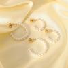 Novo estilo francês elegante estilo INS brincos de aço inoxidável ouro 18K brincos de pérola tipo C brincos de moda simples para mulheres