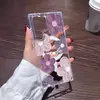 Pintura al óleo de pantalla completa estilo coreano Flores moradas Adecuado para Samsung S23 Edición Suprema Funda protectora transparente S25 Funda de teléfono magnética