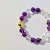 Pulsera básica para el día a día estilo 10mmins con diseño de bloques de color de cristal blanco natural y amatista