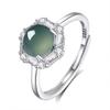 Anillo de plata esterlina s925 para mujer girasol superficie de huevo jade azul agua natural nicho sentido de alta gama anillo ajustable al por mayor