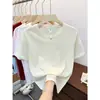 Camiseta Casual de Manga Corta Holgada Talla Grande Color Sólido Simple Estilo Coreano de Verano 160g Ligeramente Transparente Algodón Copo de Nieve Cuello Redondo