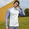 Roupas de Treino com Meio Zíper para Homens, Primavera, Outono e Verão, Tops para Ciclismo e Esportes ao Ar Livre, Camisetas de Manga Longa Casuais de Secagem Rápida para Corrida