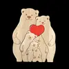 Juego de Adornos Rompecabezas Familia Cálida Oso Madre e Hijo Creativo de Madera Transfronterizo Artesanía de Madera Maciza Grabado Láser
