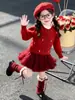 Casaco Suéter Cardigan para Meninas 2026 Outono/Inverno Roupa Infantil Doce Saia Texturizada Vestido Princesa para Bebê Conjunto de Duas Peças