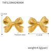 Colar de arco quente transfronteiriço Brincos Vintage Doce Princesa Beads Clackbone Cadeia Titânio Aço Banhado a Ouro terno