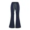 Pantalones casuales acampanados con cordón de tiro bajo estilo americano para mujer, otoño 2026, corte slim, pantalones de campana que adelgazan y alargan las piernas al por mayor