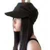 Chapéu de Aba Reta Estilo Coreano Nicho para Primavera e Verão, Chapéu de Equitação Vintage Plissado de Algodão e Linho Feminino, Versátil e Simples, Faz o Rosto Parecer Menor