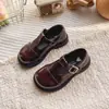 Zapatos pequeños de cuero estilo estudiante para niñas, zapatos de vestir sencillos para niños, zapatos de suela blanda, marrones, antideslizantes, de rendimiento, estilo universitario, puntera redonda, primavera y otoño, negros