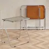 Mesa dobrável transparente acrílica vintage, estilo moderno e na moda, conjunto de mesa e cadeira portátil para varanda de casa, mesa de centro nórdica