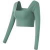 Traje Esportivo Sexy para Yoga com Barriga de Fora Feminino Stretch Decote V Curto Slim Fitness Top para Usar por Cima Treinamento Top Primavera