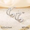 Pendientes sencillos y versátiles de acero inoxidable chapados en oro de 18 quilates con forma de C y doble diamante, en forma de U, para mujer.